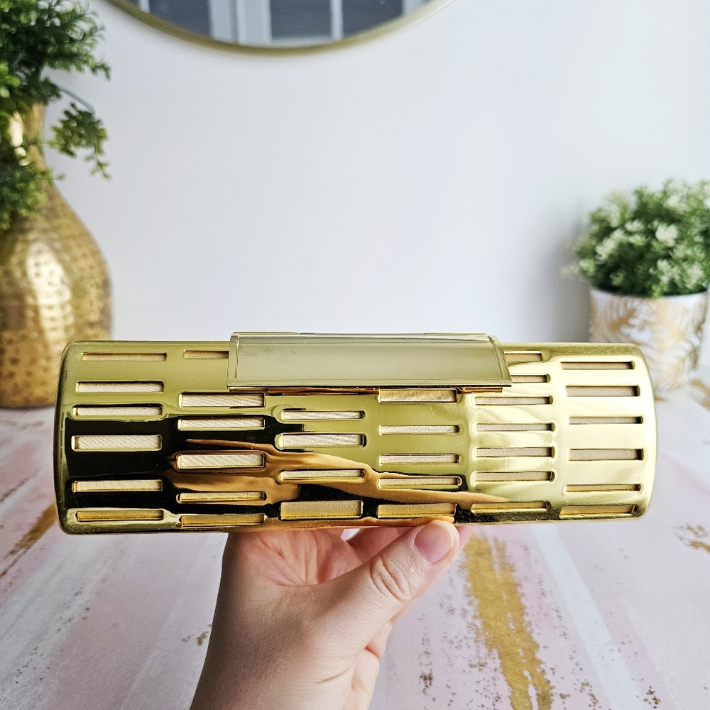 Rave Gold Metallic Clutch By Glass Handbag Luxury Lightning Minimalist Clutch - Picture 11 of 14